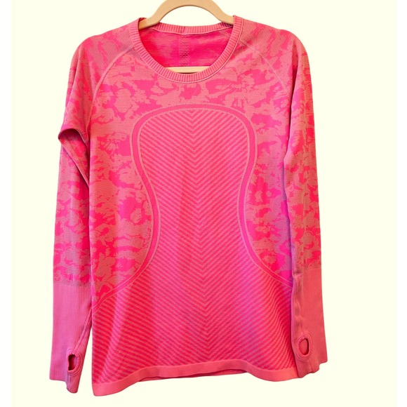 Lululemon Size 10 Swiftly Tech Long Sleeve Shirt 2.0 Pink Heather Camo - Picture 1 of 7
